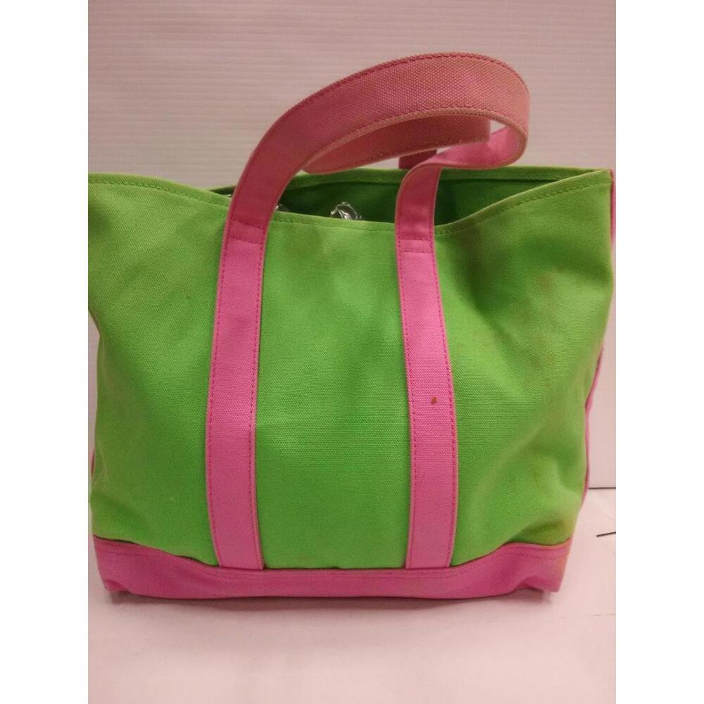 Ralph Lauren Tote Bag Womens Green Pink Canvas Big Pony Embroidered Preppy Beach - Picture 3 of 9
